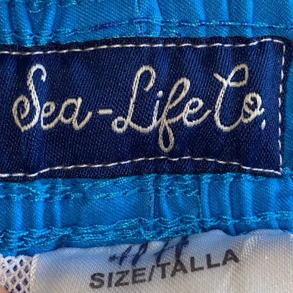 EUC Boys Size Large, Sea-Life Co. Blue Ombre & Stripes & Mesh Liner Swim Trunks - Picture 7 of 9